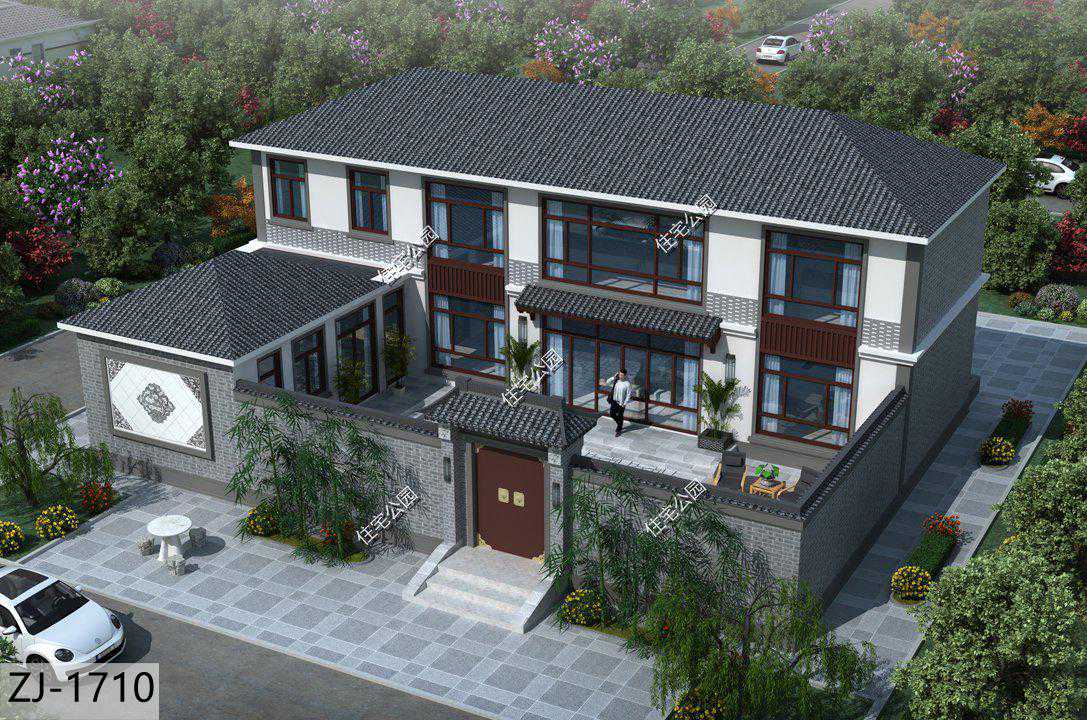 农村盖房就应该有个院，19×13米中式大宅，庭院设计太赞了